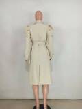 Trendy Puff Sleeve Double-breasted Lapel Trench Coat YD-8334