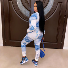 Dollar Print Sweatshirt Pants Two Piece Sets SHD-9505