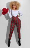 Houndstooth Plaid Long Sleeve Suspenders Pants 2 Piece Sets SFY-203