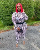 Letter Print Mesh Long Sleeve Two Piece Pants Set SFY-205