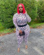 Letter Print Mesh Long Sleeve Two Piece Pants Set SFY-205