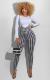 Houndstooth Plaid Long Sleeve Suspenders Pants 2 Piece Sets SFY-203