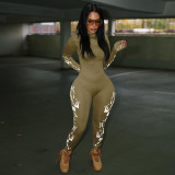 Casual Printed Zipper Long Sleeve Jumpsuits MOF-5199