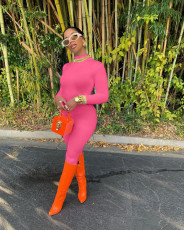 Sexy Solid Long Sleeve Slim Fit Jumpsuits NYF-8031