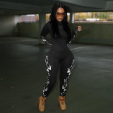 Casual Printed Zipper Long Sleeve Jumpsuits MOF-5199