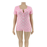 Plus Size 5XL Heart Print Short Sleeve Rompers OSIF-20752