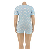 Plus Size 5XL Heart Print Short Sleeve Rompers OSIF-20752