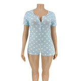 Plus Size 5XL Heart Print Short Sleeve Rompers OSIF-20752