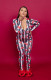 Casual Striped Lips Print Long Sleeve Jumpsuit SHD-9460