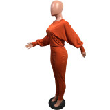 Solid Slash Neck Long Sleeve Jumpsuit OMY-8083
