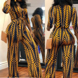 Fashion Sexy Printed Jumpsuit With Belt OMY-5039