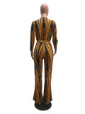 Fashion Sexy Printed Jumpsuit With Belt OMY-5039