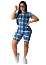 Printed Sports Casual Short Sleeve Shorts Two Piece Set OMY-8033
