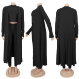 Solid Tank Top+Full Sleeve Long Cloak+Pants 3 Piece Sets SFY-206