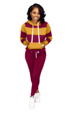 Plus Size Casual Sports Hooded Sweatshirts And Pants Suit OMY-5172