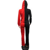 Casual Patchwork Hoodie Sweatpant Two Piece Sets OMY-8096