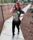 Cartoon Print Short Sleeve Trousers Suit (Remarks：Gray with black pants) OMY-8030