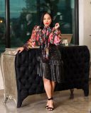 Plus Size Fashion Sexy Ruffled Pearl PU Leather Skirt OMY-5071