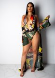 Fashion Sexy Printed Cloak + One Piece Bikini OMY-5095