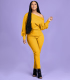 Solid Slash Neck Long Sleeve Jumpsuit OMY-8083