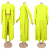 Solid Tank Top+Full Sleeve Long Cloak+Pants 3 Piece Sets SFY-206