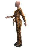 Fashion Sexy Printed Jumpsuit With Belt OMY-5039