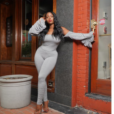 Sexy Off Shoulder Flare Sleeve Two Piece Pants Set OMY-8086