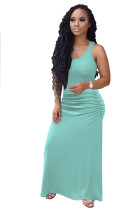 Plus Size Summer Sexy Sleeveless Solid Color Dress OMY-8034