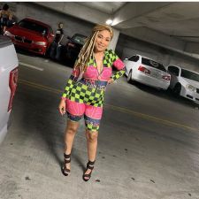 Sexy Plaid Letter Print Long Sleeve Zipper Rompers OMY-5130