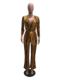 Fashion Sexy Printed Jumpsuit With Belt OMY-5039