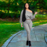 Solid Long Sleeve Two Piece Pants Set OMY-8090