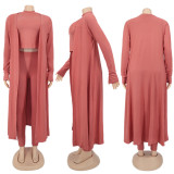 Solid Tank Top+Full Sleeve Long Cloak+Pants 3 Piece Sets SFY-206