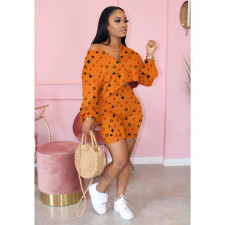 Fashion Popular Print Long Sleeve Shorts Two Piece Set OMY-8067