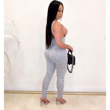 Sexy Bodysuit And Ruched Pants Suit OMY-8063