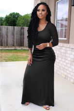Plus Size Sexy Solid Color Seven-point Sleeve Dress OMY-8075-1