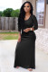 Plus Size Sexy Solid Color Seven-point Sleeve Dress OMY-8075-1