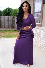 Plus Size Sexy Solid Color Seven-point Sleeve Dress OMY-8075-1