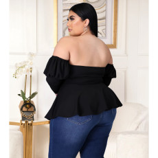 Plus Size 5XL Off Shoulder Peplum Tops ASL-7009
