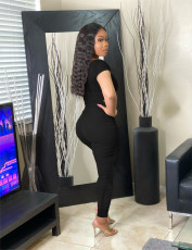 Sexy Popular Short Sleeve Ruched Pants Suit OMY-8062