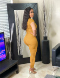 Sexy Popular Short Sleeve Ruched Pants Suit OMY-8062