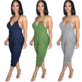 Solid Color Casual Jumpsuit OMY-8051