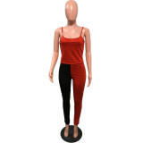 Contrast Color Sweatshirt+Cami Top+Pants 3 Piece Sets OMY-8091