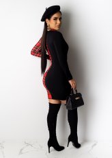 Sexy Plaid Patchwork Patchwork Ruched Mini Dress OD-8409