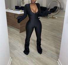 Solid Sexy Long Sleeve Ruched Jumpsuits SFY-211