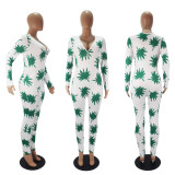 Casual Printed Long Sleeve Home Jumpsuits SHD-9462