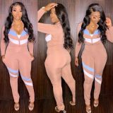 Casual Sports Patchwork Two Piece Pants Set XMY-9280