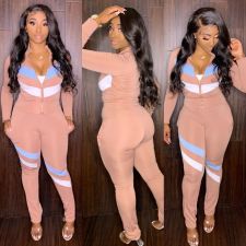 Casual Sports Patchwork Two Piece Pants Set XMY-9280