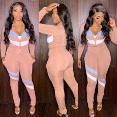 Casual Sports Patchwork Two Piece Pants Set XMY-9280