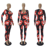 Casual Printed Long Sleeve Jumpsuits SHD-9461