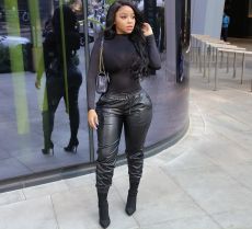 Plus Size Sexy Black PU Leather Pants CL-6100